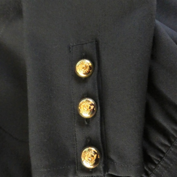 Valentino MissV Navy Wool Dress Button Front Lined Professional Gold Logo Button - Picture 3 of 8